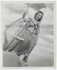 8s963 VIRGINIA MAYO 8.25x10 still '50s full-length wearing sexy sheer outfit on a swing!