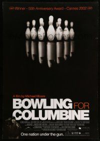 8t041 BOWLING FOR COLUMBINE Canadian 1sh '02 Michael Moore gun control documentary!