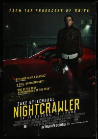 8t048 NIGHTCRAWLER advance Canadian 1sh '14 image of Jake Gyllenhaal with camera and sports car!