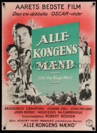 8t573 ALL THE KING'S MEN Danish '50 Louisiana Governor Huey Long biography w/Broderick Crawford!