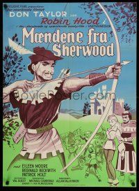 8t625 MEN OF SHERWOOD FOREST Danish '56 art of Don Taylor as Robin Hood with bow and arrow!