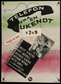 8t642 PHONE CALL FROM A STRANGER Danish '53 Bette Davis, Shelley Winters, Michael Rennie, cool art!