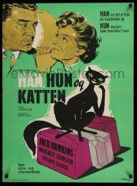 8t662 TOUCH & GO Danish '56 Stilling art of Jack Hawkins, Margaret Johnston, cat!
