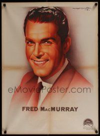 8t216 FRED MACMURRAY French 23x32 '40s wonderful Soubie portrait art of smiling Paramount star!