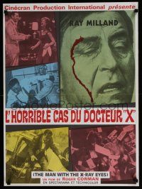 8t239 X: THE MAN WITH THE X-RAY EYES French 22x30 '63 Ray Milland strips souls/bodies, sci-fi art!