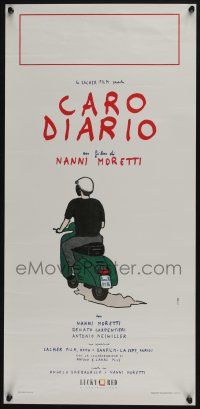 8t142 CARO DIARIO Italian locandina '94 Nanni Moretti, cool artwork of man on moped!