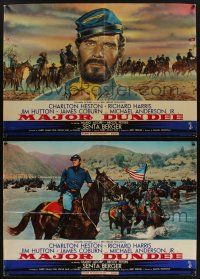 8t176 MAJOR DUNDEE set of 2 export Italian photobustas '65 Sam Peckinpah, Charlton Heston, Civil War