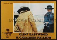 8t180 PALE RIDER Italian photobusta '85 great image of cowboy Clint Eastwood shooting guy!