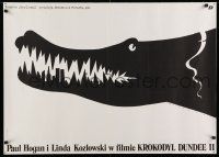 8t476 CROCODILE DUNDEE II Polish 27x38 '89 Hogan & Kozlowski, NYC skyline in teeth by Wasilewski!