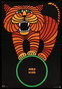 8t480 CYRK Polish commercial 26x39 '79 wonderful artwork of balancing tiger by Hubert Hilscher!