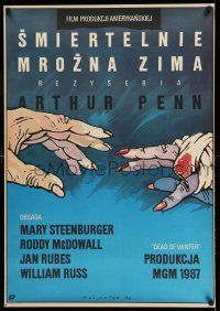 8t484 DEAD OF WINTER Polish 27x38 '88 Arthur Penn, creepy different art by Grzegorz Marszalek!