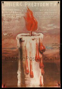 8t485 DEATH OF A PRESIDENT Polish 26x38 '77 Jerzy Kawalerowicz, Jerzy Czerniawski candle art!