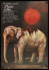 8t519 PASSAGE TO INDIA Polish 26x38 '86 David Lean, different elephant art by Wiktor Sadowski!