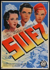 8t035 SUEZ Swedish '38 art of Tyrone Power with pretty Loretta Young & Annabella!