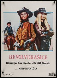 8t399 LEGEND OF FRENCHIE KING Yugoslavian 20x28 '71 Nistri art of Cardinale & Bardot!