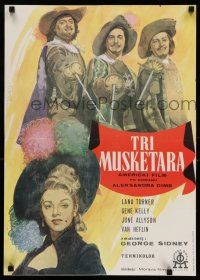 8t438 THREE MUSKETEERS Yugoslavian 19x26 '48 Lana Turner, Gene Kelly, June Allyson, Lansbury!