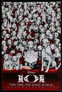 8w005 101 DALMATIANS teaser DS 1sh '96 Walt Disney live action, wacky image of dogs in theater!