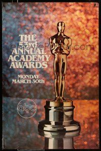 8w011 53RD ANNUAL ACADEMY AWARDS 1sh '81 cool image of Oscar statue and sparkling background!