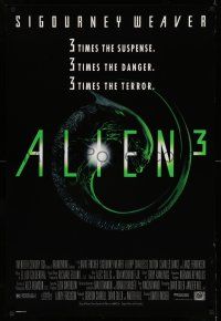 8w026 ALIEN 3 1sh '92 Sigourney Weaver, 3 times the danger, 3 times the terror!