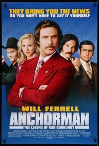 8w038 ANCHORMAN DS 1sh '04 The Legend of Ron Burgundy, image of newscaster Will Ferrell!