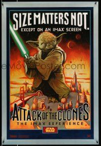 8w046 ATTACK OF THE CLONES style A IMAX DS 1sh '02 Star Wars Episode II, art of Yoda!