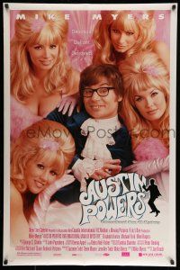 8w047 AUSTIN POWERS: INT'L MAN OF MYSTERY style B DS 1sh '97 spy Mike Myers & sexy fembots!