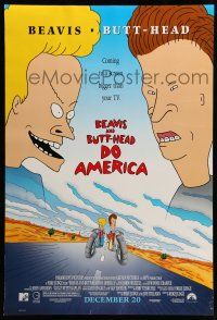 8w066 BEAVIS & BUTT-HEAD DO AMERICA advance DS 1sh '96 Mike Judge MTV juvenile delinquent cartoon!