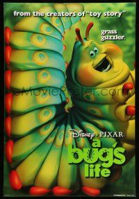 8w112 BUG'S LIFE teaser DS 1sh '98 Walt Disney Pixar CG cartoon, cute image of caterpillar!