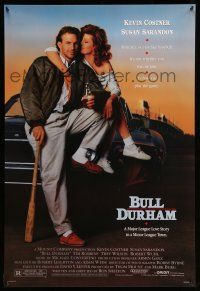 8w114 BULL DURHAM 1sh '88 great image of baseball player Kevin Costner & sexy Susan Sarandon
