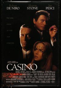 8w122 CASINO DS 1sh '95 Martin Scorsese, Robert De Niro & Sharon Stone, Joe Pesci, cast image!