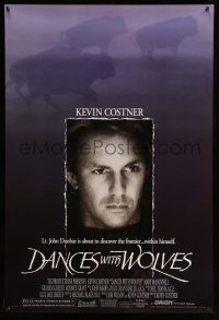 8w180 DANCES WITH WOLVES DS 1sh '90 different image of Kevin Costner & buffalo!