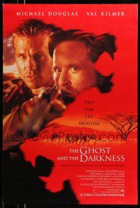 8w302 GHOST & THE DARKNESS red style advance DS 1sh '96 hunters Val Kilmer & Michael Douglas!