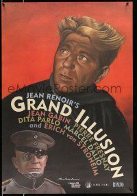 8w322 GRAND ILLUSION DS 1sh R99 Jean Renoir anti-war classic, art of Erich von Stroheim & Gabin!
