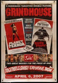 8w335 GRINDHOUSE advance DS 1sh '07 Rodriguez & Tarantino, Planet Terror & Death Proof!