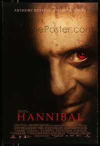 8w342 HANNIBAL int'l DS 1sh '00 creepy close up of red-eyed Anthony Hopkins as Dr. Lector!