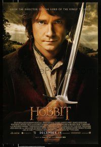 8w372 HOBBIT: AN UNEXPECTED JOURNEY int'l advance DS 1sh '12 great image of Martin Freeman as Bilbo!
