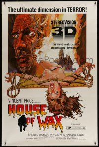 8w386 HOUSE OF WAX 1sh R72 3-D, Vincent Price, Charles Bronson, monster & sexy girl!