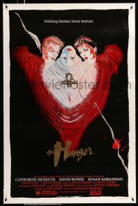 8w389 HUNGER 1sh '83 art of vampire Catherine Deneuve, rocker David Bowie & Susan Sarandon!