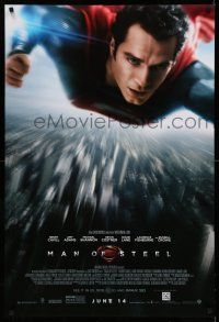 8w521 MAN OF STEEL advance DS 1sh '13 Henry Cavill in the title role as Superman flying!