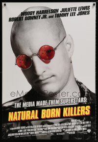 8w585 NATURAL BORN KILLERS white tagline style B DS 1sh '94 Stone cult classic, Woody Harrelson!