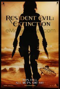 8w650 RESIDENT EVIL: EXTINCTION teaser 1sh '07 silhouette of zombie killer Milla Jovovich!