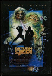 8w652 RETURN OF THE JEDI style D advance 1sh R97 George Lucas, Drew Struzan artwork of cast!
