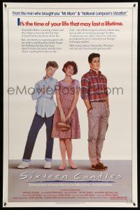 8w707 SIXTEEN CANDLES 1sh '84 Molly Ringwald, Anthony Michael Hall, directed by John Hughes!
