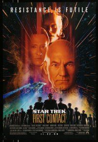 8w736 STAR TREK: FIRST CONTACT advance 1sh '96 Jonathan Frakes, Stewart, Spiner, sexy Borg Krige!