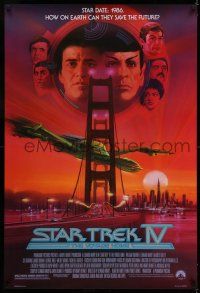 8w731 STAR TREK IV 1sh '86 art of Leonard Nimoy, Shatner & Klingon Bird-of-Prey by Bob Peak!