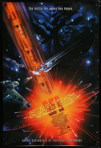 8w734 STAR TREK VI advance 1sh '91 William Shatner, Leonard Nimoy, art by John Alvin!