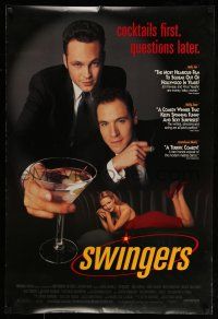 8w756 SWINGERS reviews DS 1sh '96 Vince Vaughn & Jon Favreau, cocktails first, questions later!