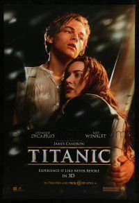 8w784 TITANIC April 6 3D 1sh R12 Leonardo DiCaprio, Kate Winslet, directed by James Cameron!