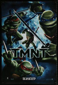 8w788 TMNT advance DS 1sh '07 Teenage Mutant Ninja Turtles, cool image of cast with weapons!