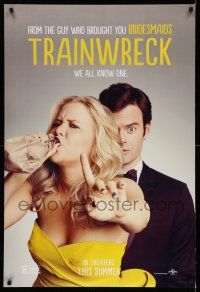 8w797 TRAINWRECK teaser DS 1sh '15 wacky image of sexy Amy Schumer drinking beer & Bill Hader!